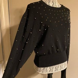 Zara Black top-Batwing-long sleeve-with studs - XL